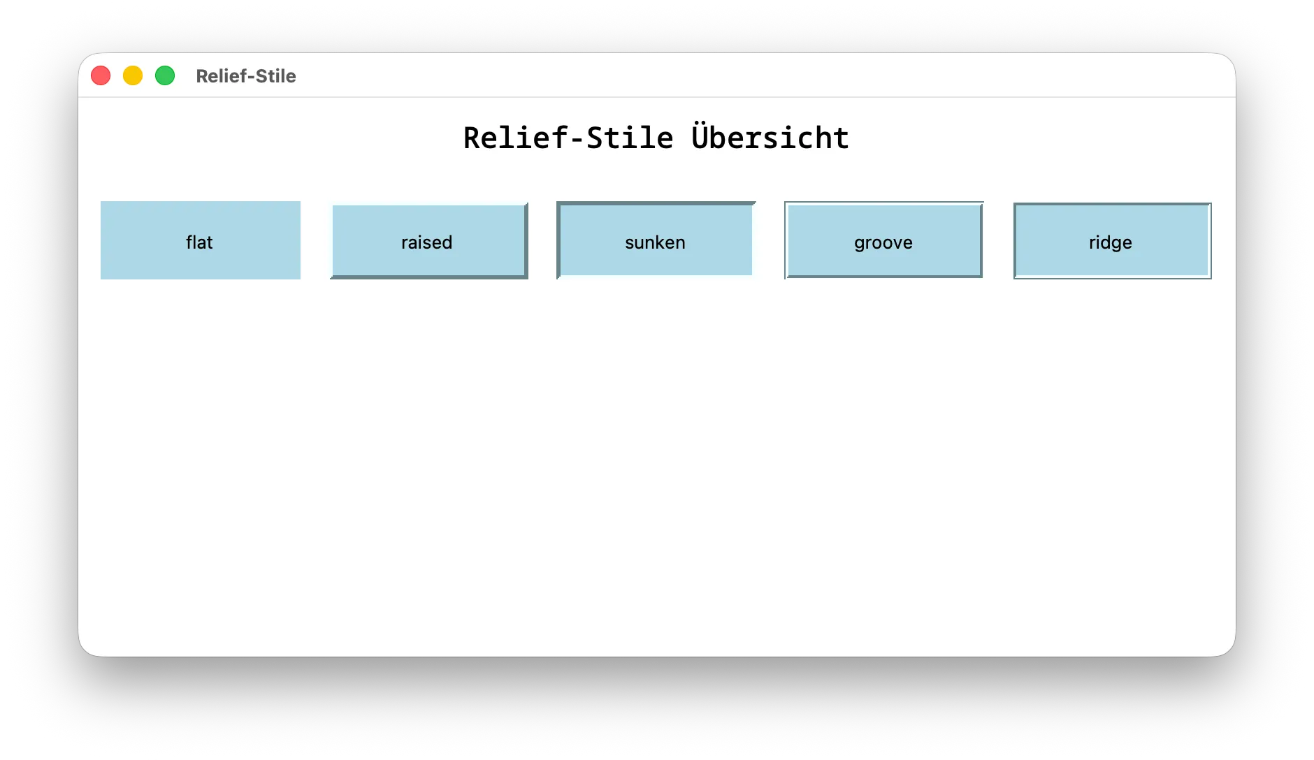 Tkinter - Übersicht von Widget-Reliefs