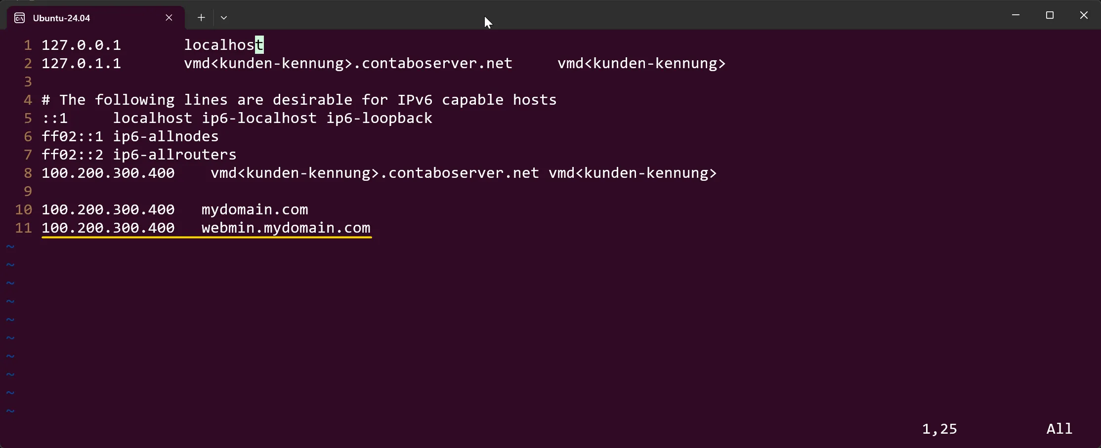 VPS - Hosts Eintrag - Subdomain