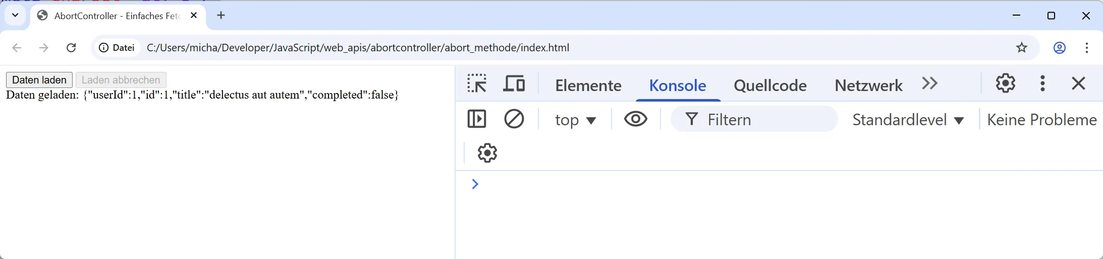 Web API - AbortController - abort() Methode Beispiel 2