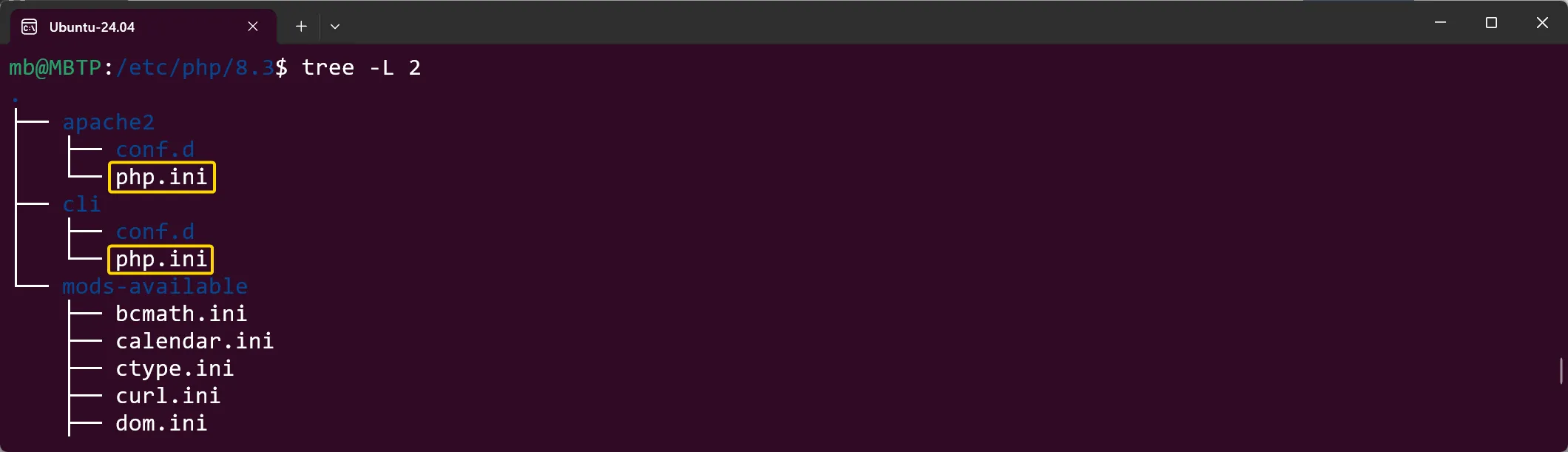 Ubuntu - PHP INI Dateien in Ordnern - Screenshot