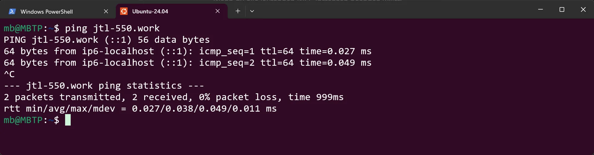 WSL Ubuntu - Ping lokale Domain